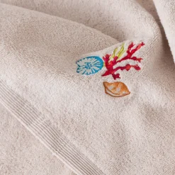 Carré Blanc Serviette de toilette coton Récif sable| Serviettes De Toilette