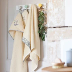 Carré Blanc Serviette de toilette coton bio Dandine paille|Enfant Serviettes De Toilette