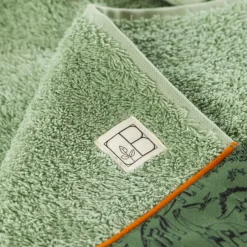 Carré Blanc Serviette de toilette coton biologique Dinotopi kaki|Enfant Serviettes De Toilette