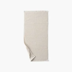 Carré Blanc Serviette de toilette coton bio Quadro naturel| Serviettes De Toilette