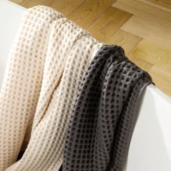 Carré Blanc Serviette de toilette coton bio Quadro naturel| Serviettes De Toilette