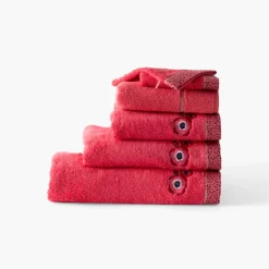 Carré Blanc Serviette de toilette coton Rosella coquelicot| Serviettes De Toilette