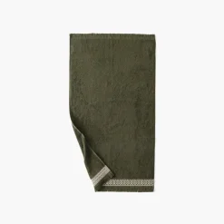 Carré Blanc Serviette de toilette coton Villasol vert kaki| Serviettes De Toilette