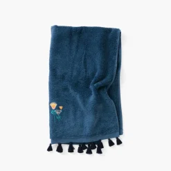 Carré Blanc Serviette de toilette coton Papyrus bleu d'Egypte| Serviettes De Toilette