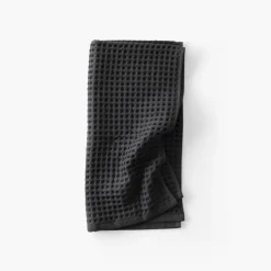 Carré Blanc Serviette de toilette coton bio Quadro charbon| Serviettes De Toilette