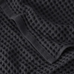 Carré Blanc Serviette de toilette coton bio Quadro charbon| Serviettes De Toilette