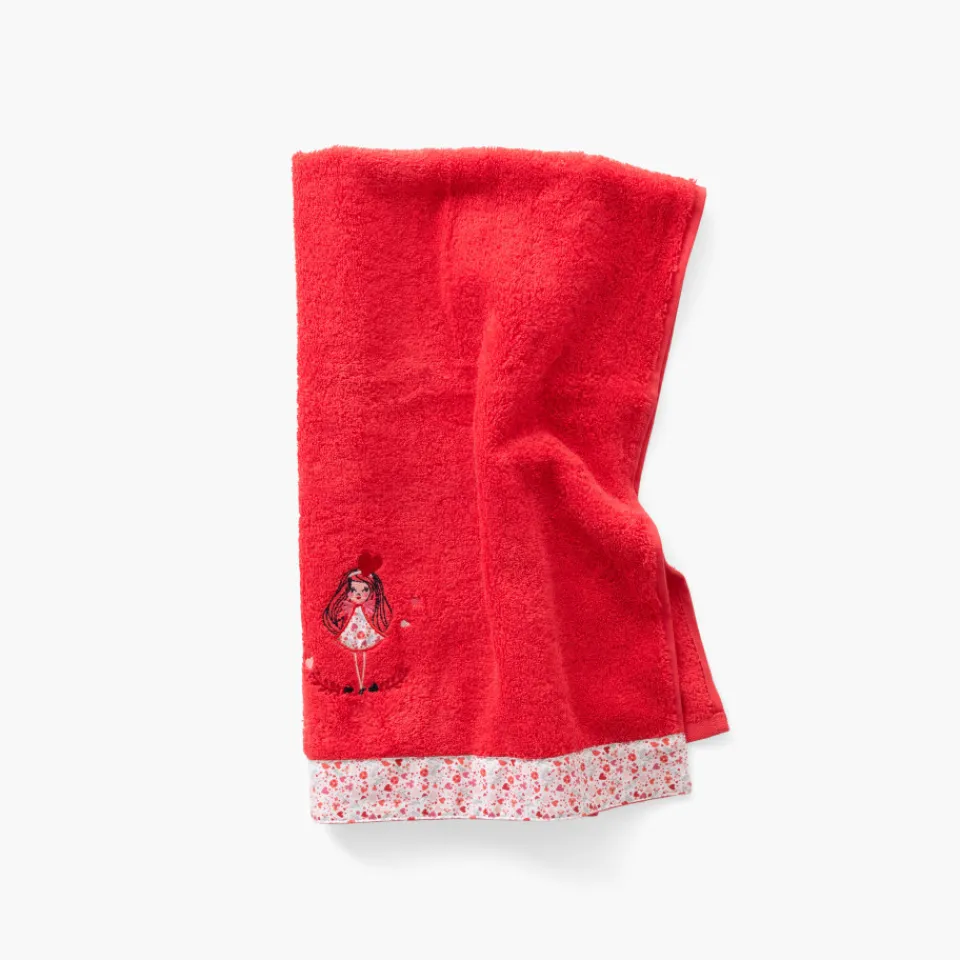 Carré Blanc Serviette de toilette coton bio Mes rêves rouge tendre|Enfant Serviettes De Toilette