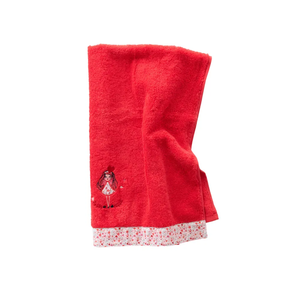 Carré Blanc Serviette de toilette coton bio Mes rêves rouge tendre|Enfant Serviettes De Toilette