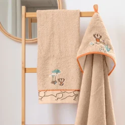Carré Blanc Serviette de toilette coton bio Safari|Enfant Serviettes De Toilette