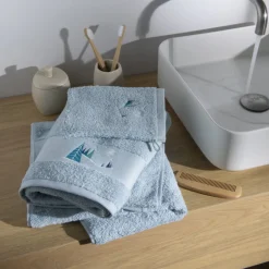 Carré Blanc Serviette de toilette phosphorescente coton Stellaire bleu banquise|Enfant Serviettes De Toilette|Nouveautés Bébénew
