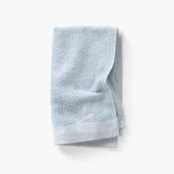 Carré Blanc Serviette invité coton et viscose de bambou Equinoxe bleu givre| Serviettes Invité