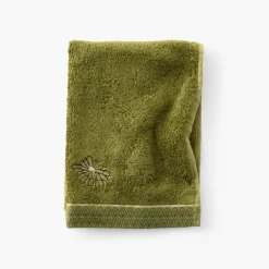 Carré Blanc Serviette invité coton et viscose de bambou Silvalys vert mousse| Serviettes Invité