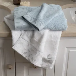 Carré Blanc Serviette invité coton et viscose de bambou Equinoxe neige| Serviettes Invité