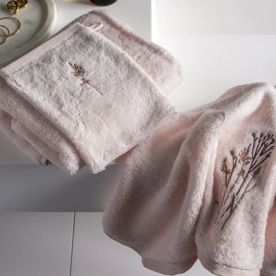 Carré Blanc Serviette invité coton et viscose de bambou Aura nude| Serviettes Invité