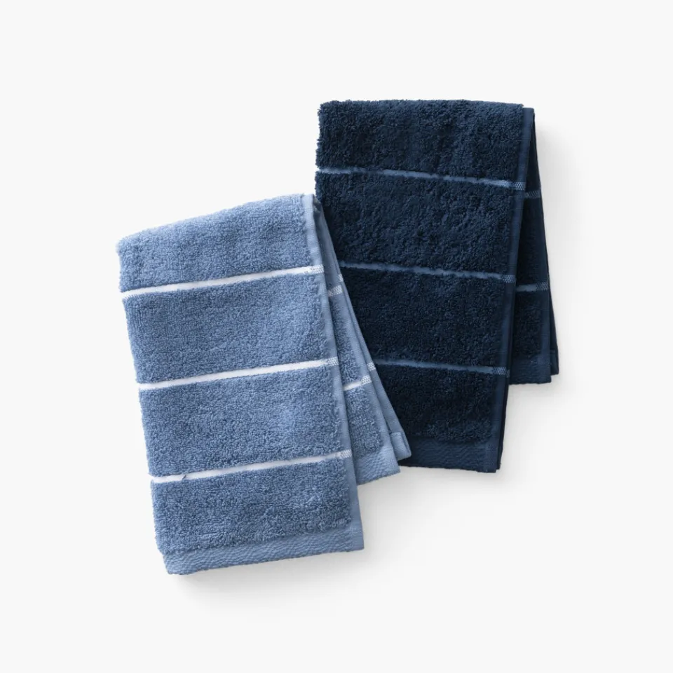 Carré Blanc Serviette invité coton Hypnotic marine| Serviettes Invité