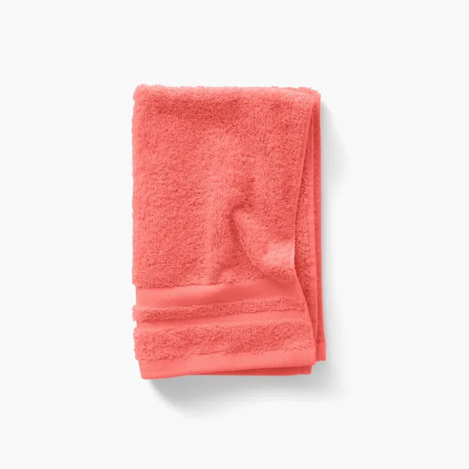 Carré Blanc Serviette invité coton Lola II corail| Serviettes Invité