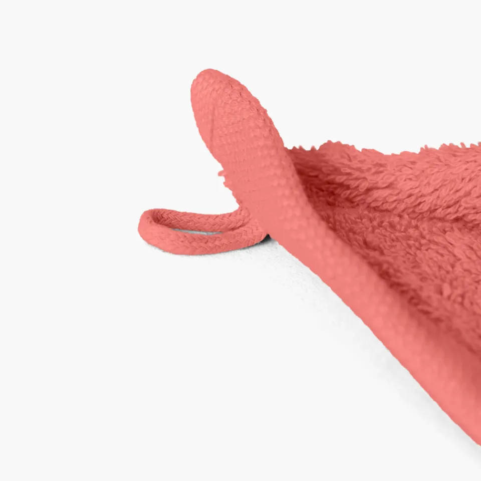 Carré Blanc Serviette invité coton Lola II corail| Serviettes Invité