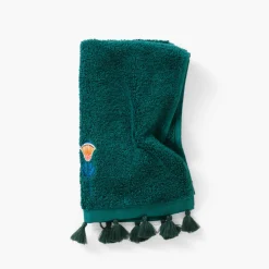 Carré Blanc Serviette invité coton Papyrus émeraude| Serviettes Invité