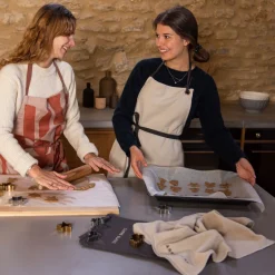 Carré Blanc Tablier de cuisine coton Signature grège|Femme Coffrets Cadeaux