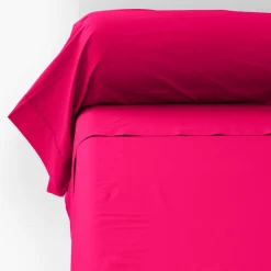 Carré Blanc Taie de traversin percale de coton Neo magenta| Taies De Traversin