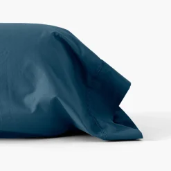 Carré Blanc Taie de traversin percale de coton Neo bleu prusse| Taies De Traversin