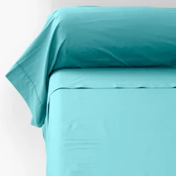 Carré Blanc Taie de traversin percale de coton Neo lagon| Taies De Traversin