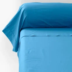 Carré Blanc Taie de traversin percale de coton Neo azur| Taies De Traversin