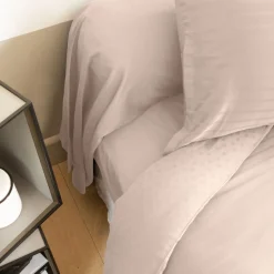 Carré Blanc Taie de traversin satin de coton unie Prestige nacre| Taies De Traversin