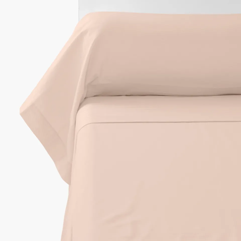 Carré Blanc Taie de traversin satin de coton unie Prestige nacre| Taies De Traversin