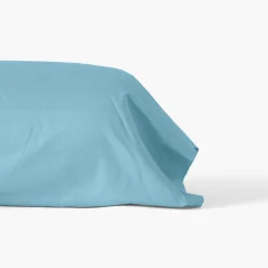 Carré Blanc Taie de traversin satin de coton unie Prestige glacier| Taies De Traversin