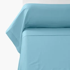 Carré Blanc Taie de traversin satin de coton unie Prestige glacier| Taies De Traversin