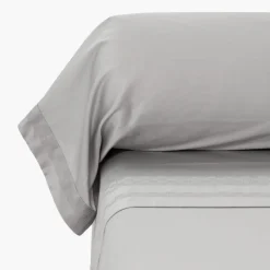 Carré Blanc Taie de traversin satin de coton Titane| Taies De Traversin