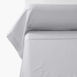 Carré Blanc Taie de traversin satin de coton unie Prestige tourterelle| Taies De Traversin