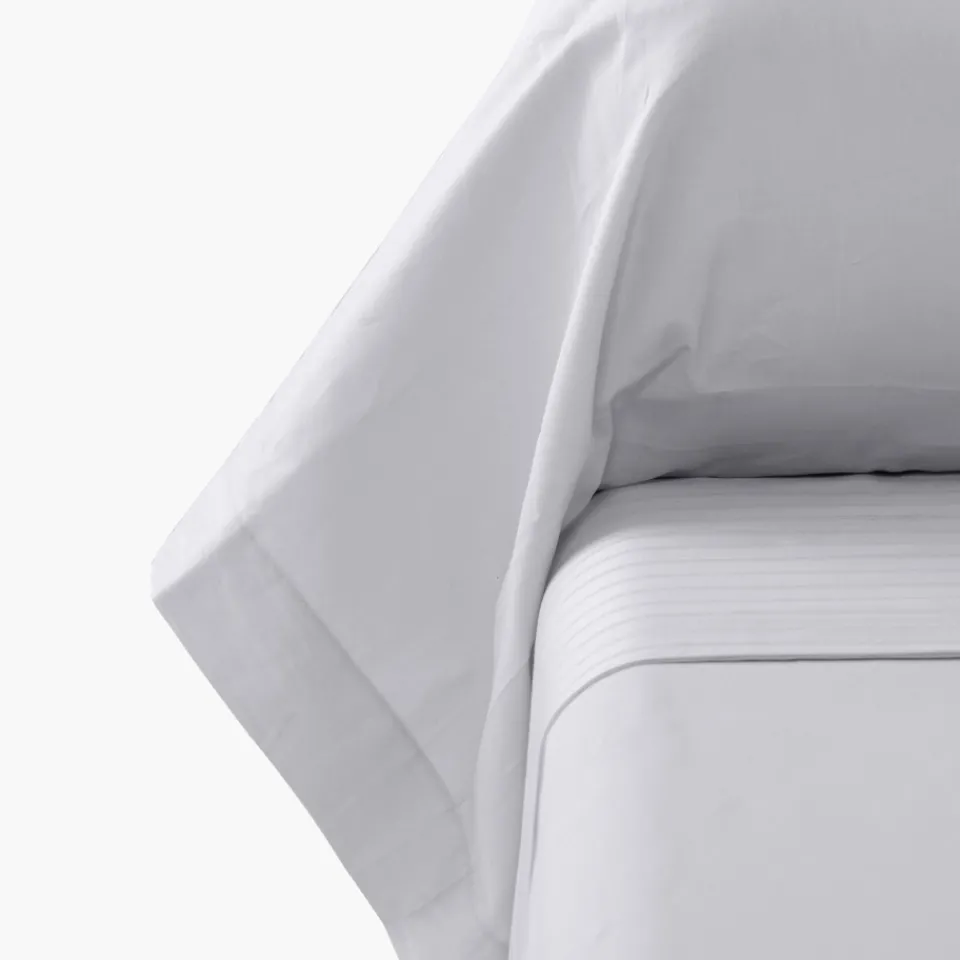 Carré Blanc Taie de traversin satin de coton unie Prestige tourterelle| Taies De Traversin