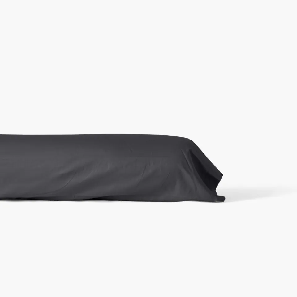 Carré Blanc Taie de traversin satin de coton unie Prestige noir| Taies De Traversin