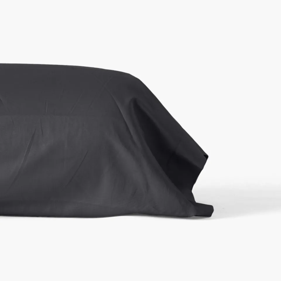 Carré Blanc Taie de traversin satin de coton unie Prestige noir| Taies De Traversin