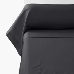 Carré Blanc Taie de traversin satin de coton unie Prestige noir| Taies De Traversin