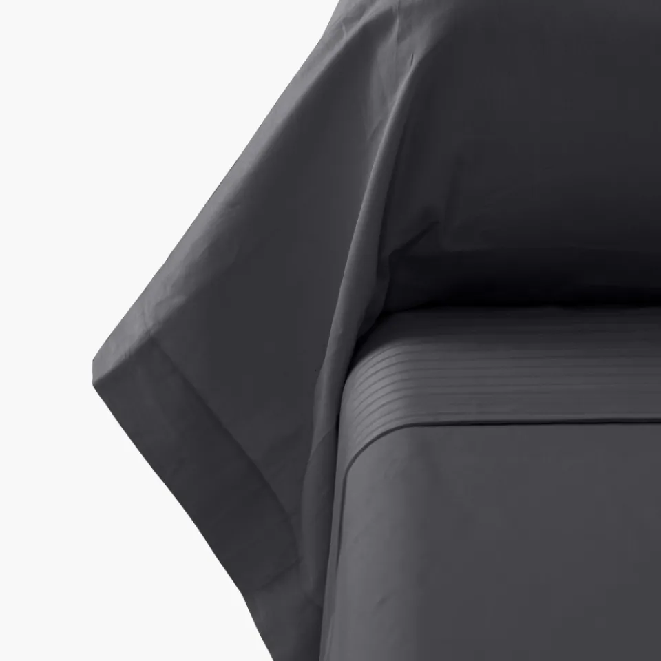 Carré Blanc Taie de traversin satin de coton unie Prestige noir| Taies De Traversin