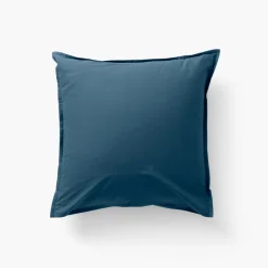 Carré Blanc Taie d'oreiller carrée coton Neo Bleu prusse| Taies D’oreiller