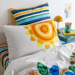 Carré Blanc Taie d'oreiller carrée coton bio Pinata|Enfant Linge De Litbio|Taies D'oreiller