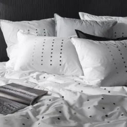 Carré Blanc Taie d'oreiller carrée coton Dotsy|Homme Coffrets Cadeaux|Taies D’oreiller