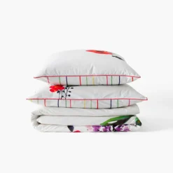 Carré Blanc Taie d'oreiller carrée coton Rosella|Femme Coffrets Cadeaux|Taies D’oreiller