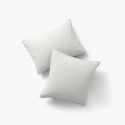 Carré Blanc Taie d'oreiller carrée en pur coton lavé biologique Souffle nuage| Taies D’oreiller