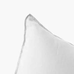 Carré Blanc Taie d'oreiller carrée lin et coton lavé Songe blanc| Taies D’oreiller