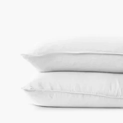 Carré Blanc Taie d'oreiller carrée lin et coton lavé Songe blanc| Taies D’oreiller