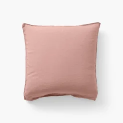 Carré Blanc Taie d'oreiller carrée lin lavé Songe rose cendré|Enfant Taies D'oreiller|Taies D’oreiller