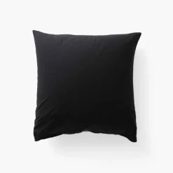 Carré Blanc Taie d'oreiller carrée lin et coton lavé Songe charbon carreaux| Taies D’oreiller