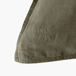 Carré Blanc Taie d'oreiller carrée lin et coton lavé Songe bocage| Taies D’oreiller