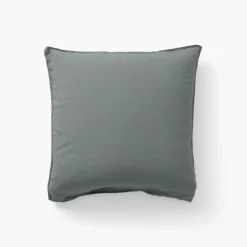 Carré Blanc Taie d'oreiller carrée lin lavé Songe kaki cendré| Taies D’oreiller