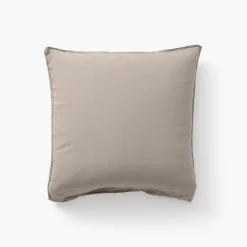 Carré Blanc Taie d'oreiller carrée lin et coton lavé Songe grège| Taies D’oreiller